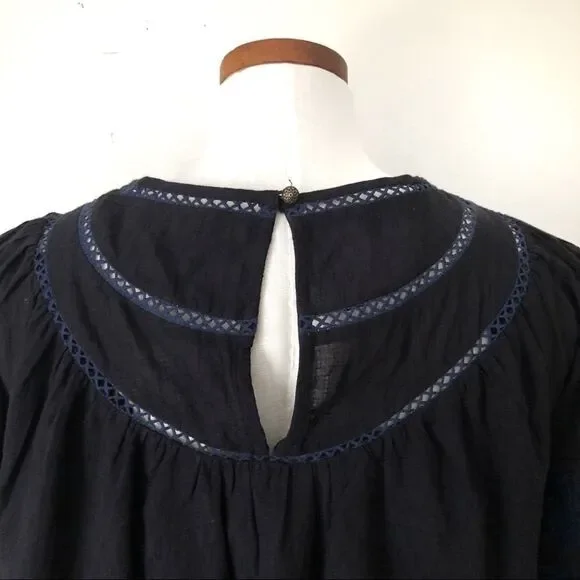 Anthropologie Navy Blue Peasant Blouse NWT - Picture 7 of 10